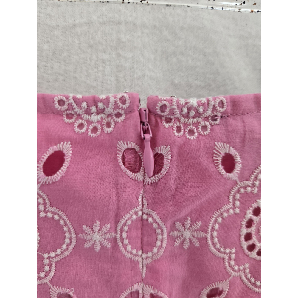 Talbots Pink Eyelet Midi S Sleeve Embroidered Summer Dress. Ladies Size 14 - Picture 10 of 12